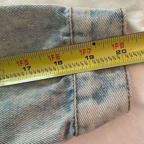 Thrill Acid Wash Long Duster Jean Jacket Womens Medium Graphic Print Distressed - Picture 6 of 12